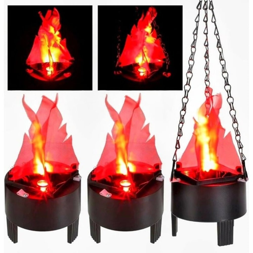 Macarrie 3D Effect Flame Lamp, 5.12 in, Red Silk Fabric, LED Fake Fire